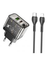 Hoco - Dual-Port Fast Charger Set Type C to IP Transparent