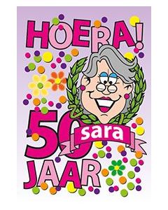 6 Wenskaarten met envelop - 50 Jaar Sara (11.5x17)