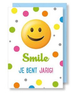 6 Wenskaarten met envelop - Smile je bent jarig (12x17.5 cm)