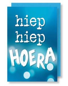 6 Wenskaarten met envelop - Hiep Hiep Hoera (12x17.5 cm)