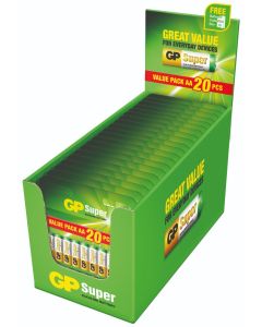 GP Super Alkaline AA 20 pack - Display