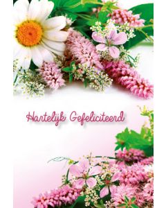 6 Wenskaarten met envelop - Gefeliciteerd Bloemen