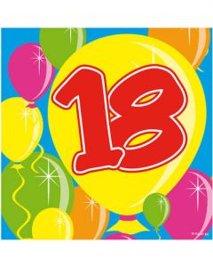 Servetten 18 Jaar Balloons 25x25cm - 20 stuks