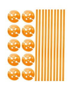 Oranje Ballonstokjes met Houders - 10 stuks