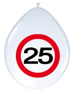 25 Jaar Verkeersbord Ballonnen - 8 stuks