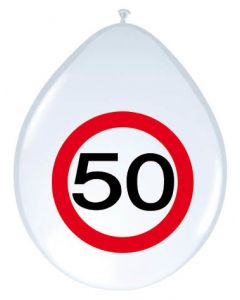 50 Jaar Verkeersbord Ballonnen - 8 stuks