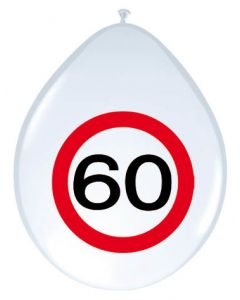 60 Jaar Verkeersbord Ballonnen - 8 stuks