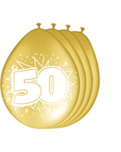 50 Jaar Gouden Ballonnen - 8 stuks