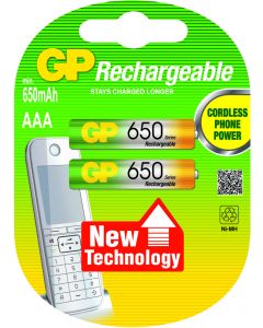 GP NiMH oplaadbare AAA Micro penlite (650mAh), blister 2