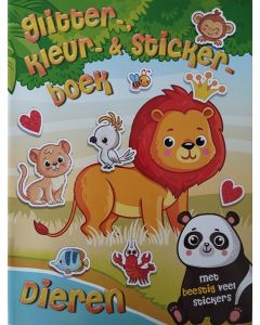 Glitter-, kleur- & stickerboek dieren