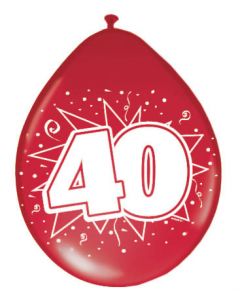 40 Jaar Ballonnen Robijn Rood - 8 stuks