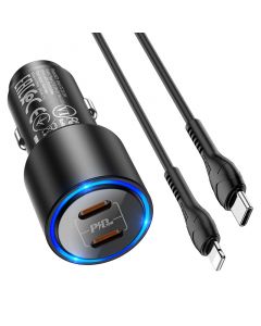 Hoco NZ3 Dual Port Car Charger USB-C to Lightning cable SET