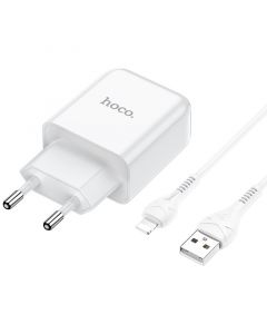 Hoco Vigour Travel Charger Set Lightning - White