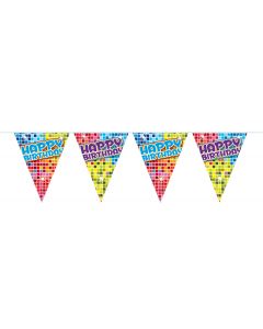 Mini vlaggenlijn blocks Happy Birthday - 3 meter