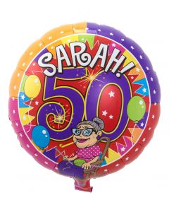 Sarah 50 jaar Knalfeest folieballon - 43cm