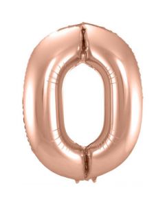 Rosé Goudkleurige Cijferballon cijfer 0 - 86cm