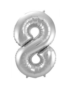 Zilveren Folieballon Cijfer 8 - 86 cm