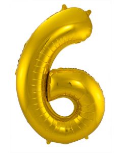Gouden Folieballon Cijfer 6 - 86 cm