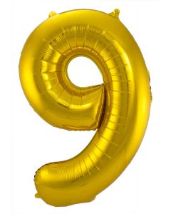 Gouden Folieballon Cijfer 9 - 86 cm
