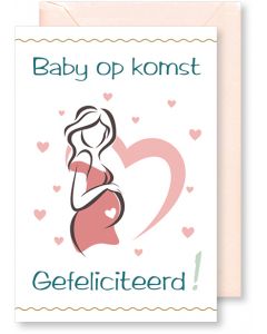 6 Wenskaarten met envelop - Geboorte zwanger (12x17.5 cm)