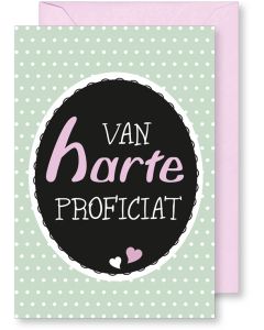 6 Wenskaarten met envelop - Van harte proficiat (12x17.5 cm)