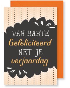 6 Wenskaarten met envelop - Van harte gefeliciteerd dots (12x17.5 cm)