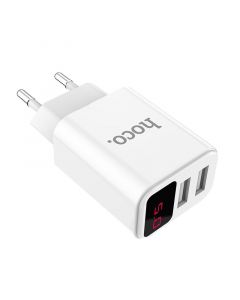 Hoco Victoria dual port charger met digitaal display