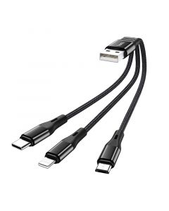 Hoco 3-in-1 Charge&Synch Cable Lightning+Micro+USB-C (0.25m)