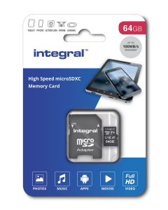 Integral 64GB Micro SDXC V10 100 MB/s - Incl. Adapter