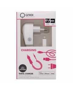 Qtrek Travel Charger Apple Lightning 1.5m 2.4A White