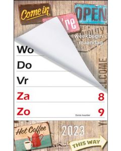 Omleg Weekkalender XL letters & cijfers 2023 (week begint op Maandag)