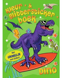 Kleur- en glitterstickerboek dino