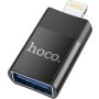 Hoco USB 2.0 to Lightning OTG Adapter- Zwart thumbnail