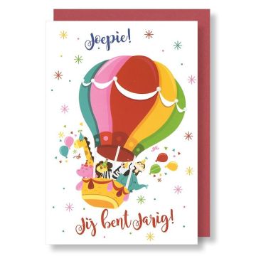 6 Wenskaarten met envelop - Joepie - Jij bent jarig