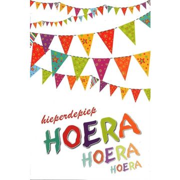 6 Wenskaarten met envelop - hieperdepiep Hoera Hoera Hoera