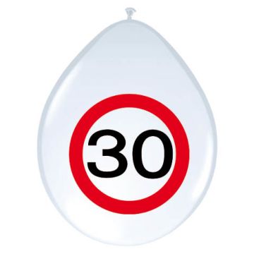 30 Jaar Verkeersbord Ballonnen - 8 stuks