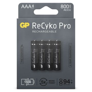 GP ReCyko+ Oplaadbare AAA Micro Batterijen 800mAh (4-pack)