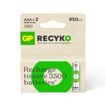 GP ReCyko+ Oplaadbare AAA Micro Batterijen 850mAh (2-pack)