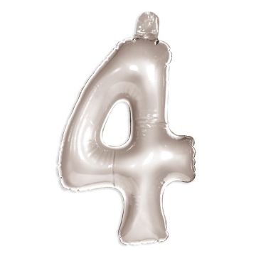 Opblaascijfer 4 zilver - 35cm