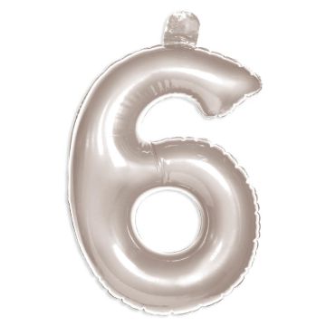 Opblaascijfer 6 zilver - 35cm