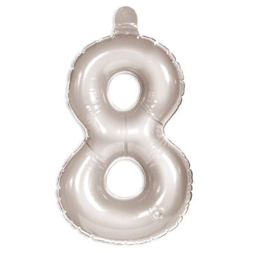 Opblaascijfer 8 zilver - 35cm