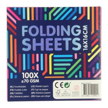 Vouwblaadjes 16×16 cm – 100 vel – 5 kleuren