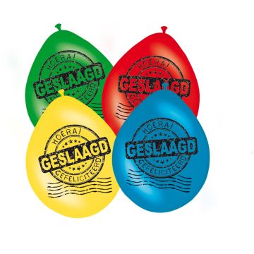 Geslaagd Ballonnen Meerkleurige 30cm - 8 stuks