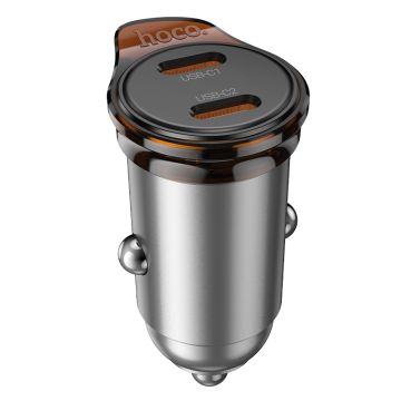 Hoco - Autolader met 2 USB-C poorten - 45W - geschikt voor Power Delivery en snelladen