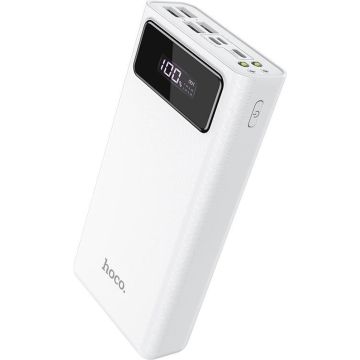 Hoco Powerbank 30.000 mAh - Ultra Capaciteit - Fast Charge Snellader - 4x USB-A Output - Met Zaklamp & LED Display - Wit