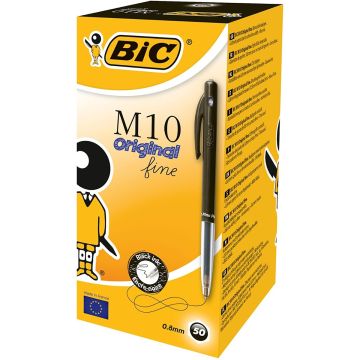 Bic M10 Balpen Medium Zwart, 50 Stuks