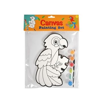 Canvas Papegaai - inclusief verf en kwast