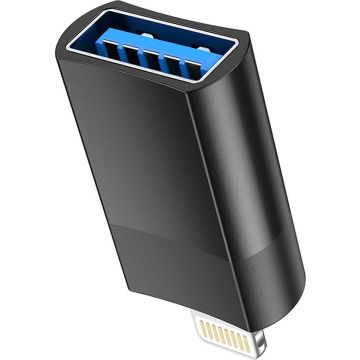 Hoco USB 2.0 to Lightning OTG Adapter- Zwart