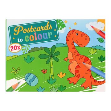 20 stuks Dino Wenskaarten om in te kleuren