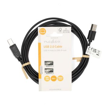 USB 2.0 Printer Kabel A Male - B Male - 3 meter